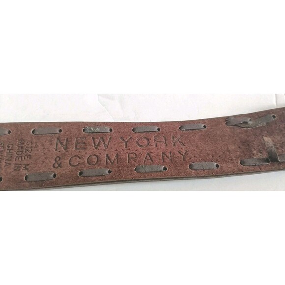 New York & Company  Genuine Leather Belt Size Medium Brown Women's 1.5" Wide - Picture 3 of 9